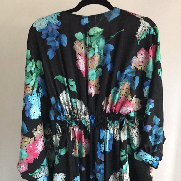 MANGO Floral Print Silky Batwing Sleeve Maxi Dress - Picture 6 of 15